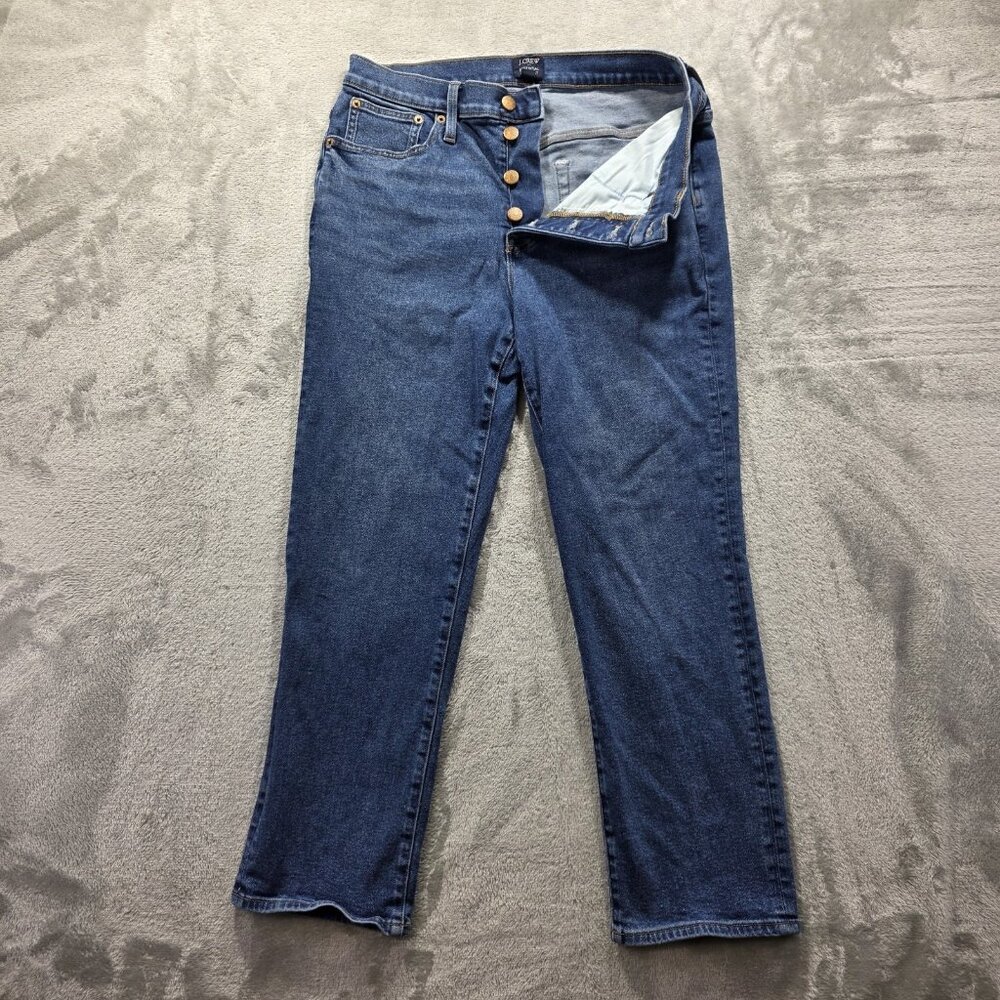 J. Crew Essential Straight Jeans Size 30 All Day Stretch Dark Wash Denim